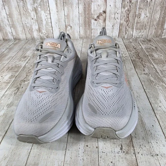 Hoka Bondi 8 Running Shoes Cushioned Comfort Walking Gray Women's 9.5 - Picture 5 of 8
